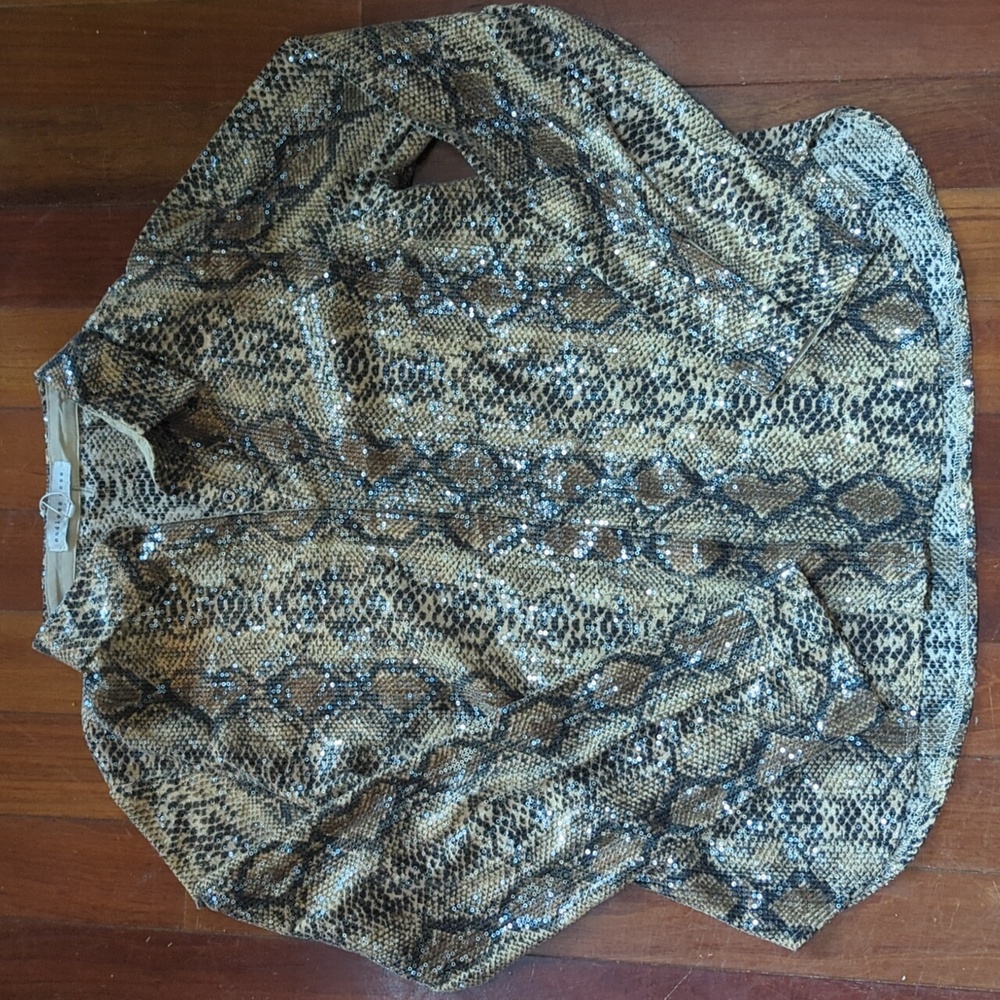 Endless Rose Snake Print Sequins Blouse size large